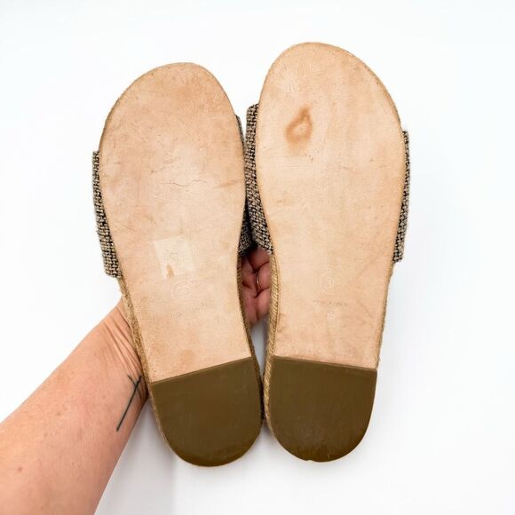 Chanel CC Logo Espadrille Slides Tweed Mules Flat Sandals EU 38 - Picture 9 of 11